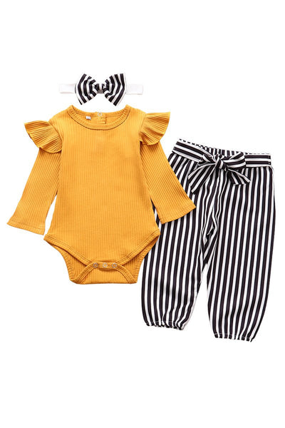 Baby Bodysuit set with head band (Mustard)